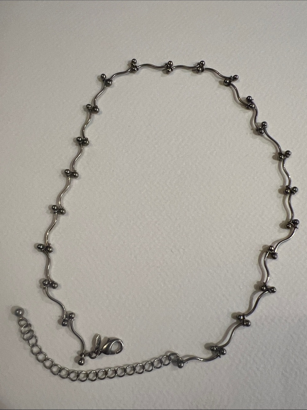 Silver-tone Beaded Wave Necklace - Women's Jewelry